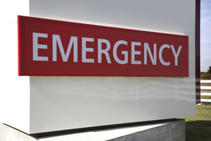 Red emergency sign like the one at Palo Alto Oral Health in Palo Alto, CA